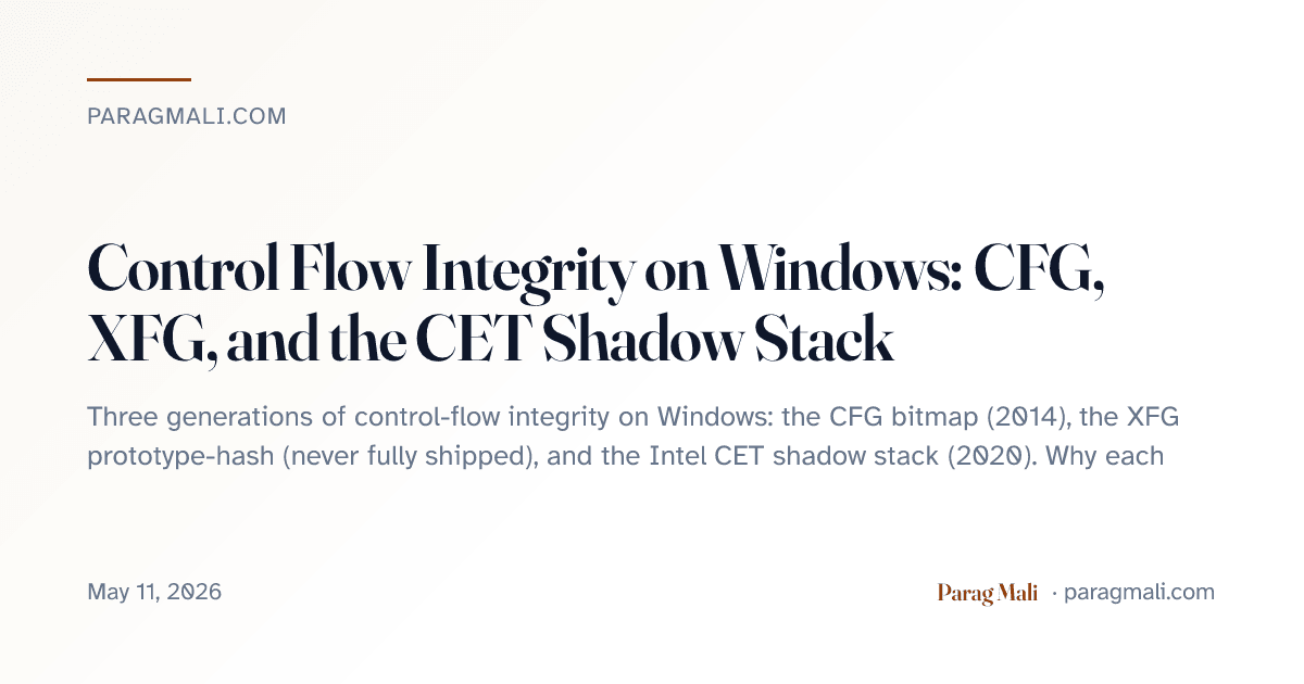 Shadow Stack Control Flow Integrity on Windows: CFG, XFG, and the CET Shadow Stack